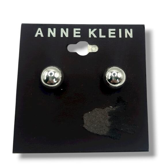 NEW Anne Klein Silver Ball Stud Earrings Chunky Round Minimalist Simple Studs - Picture 1 of 7